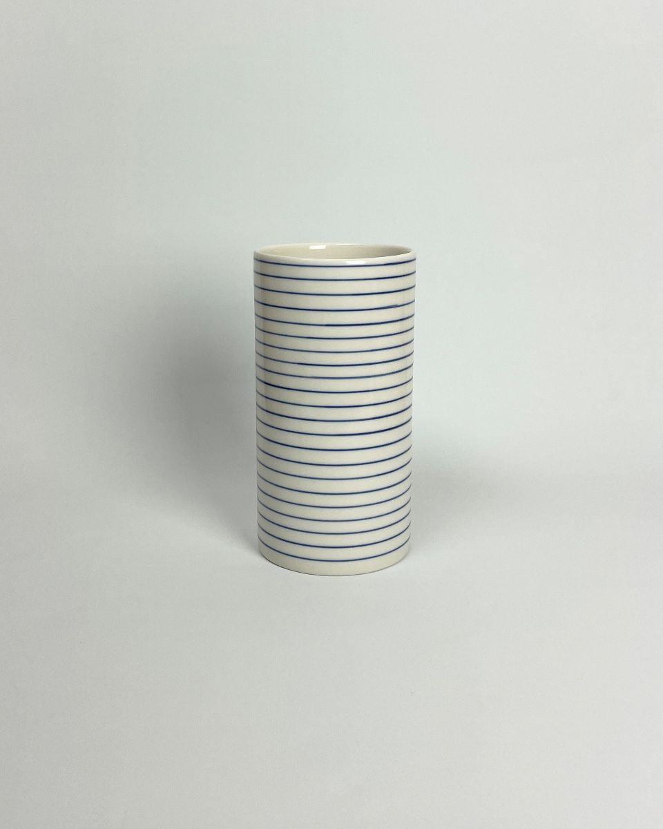 Anne Black stripes vase narrow-blue XL