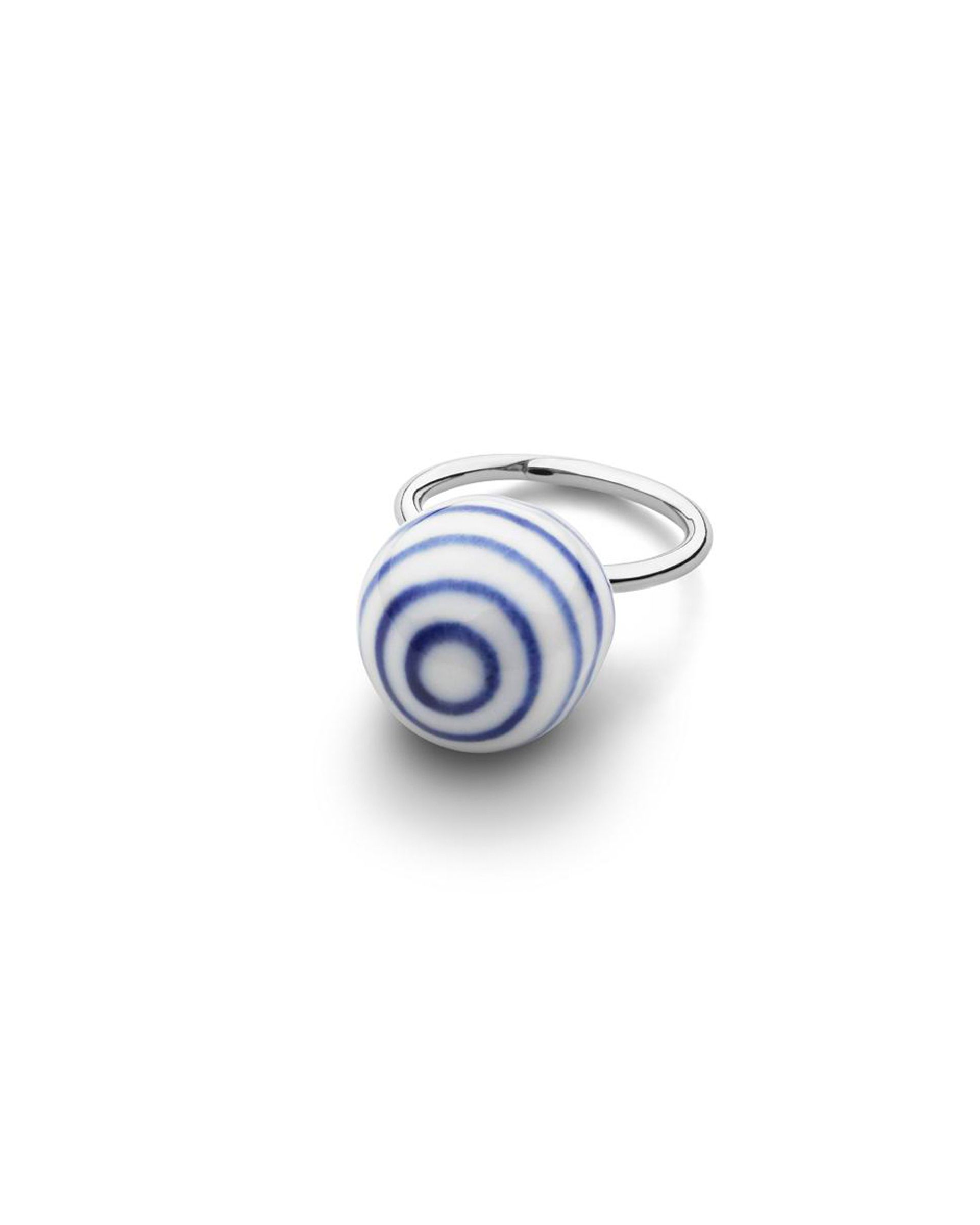 Anne Black stripes large ball finger ring narrow