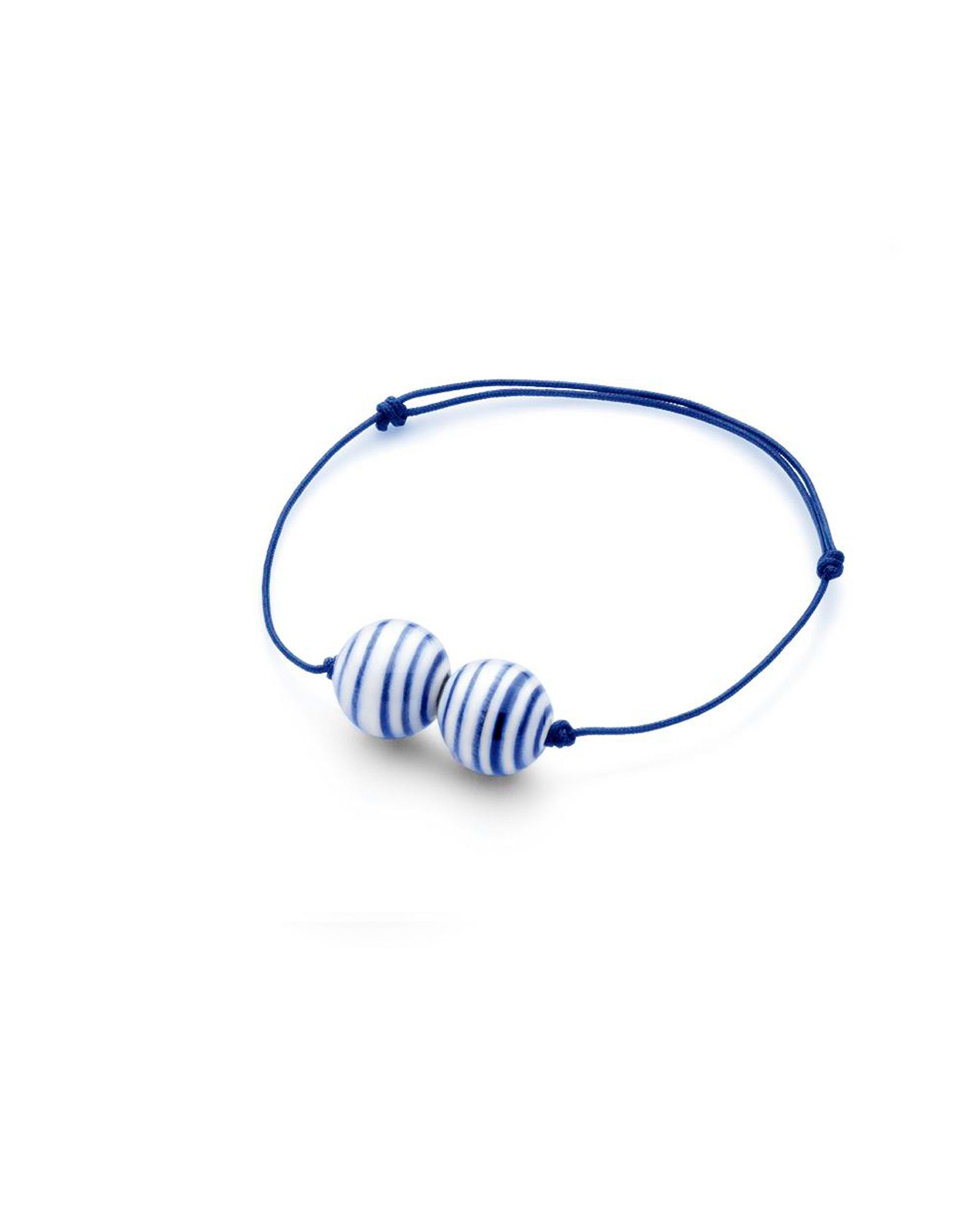 Anne Black stripes bracelet two pearl narrow