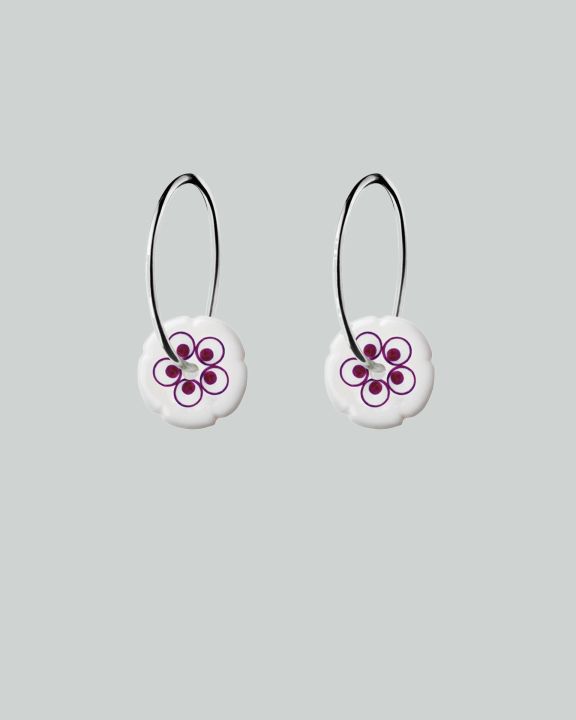 flower hoops mini silver