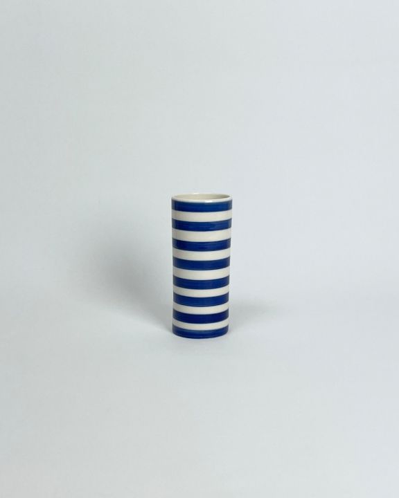 stripes vase wide-blue medium
