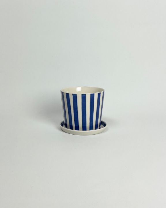 Bloom Flowerpot with plate stripe