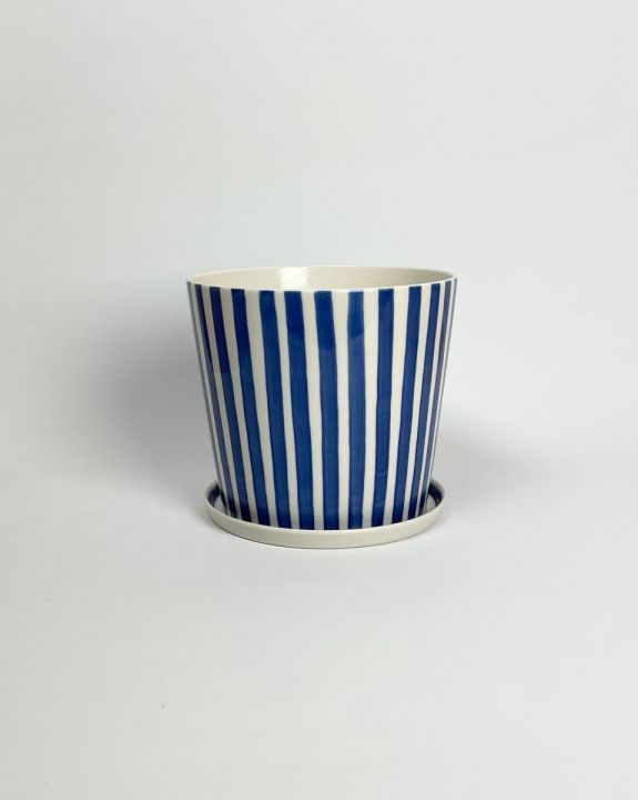 Bloom Flowerpot with plate stripe