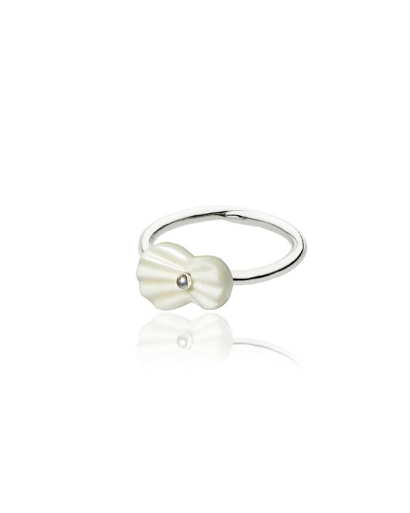 pleats finger ring-white