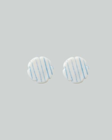 stripes long earring silver blue