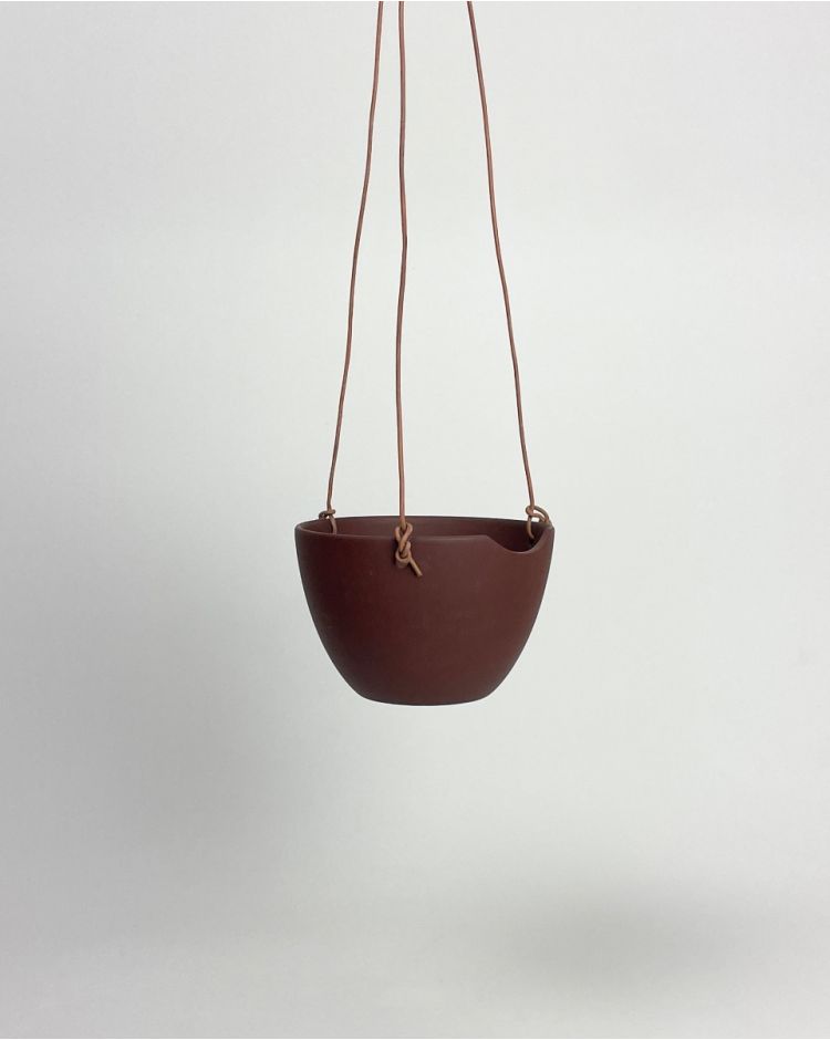 cut bol / pot de fleurs avec cuir