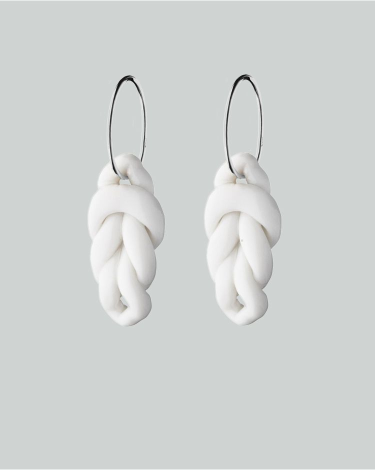 knots orecchini a cerchio l argento bianco