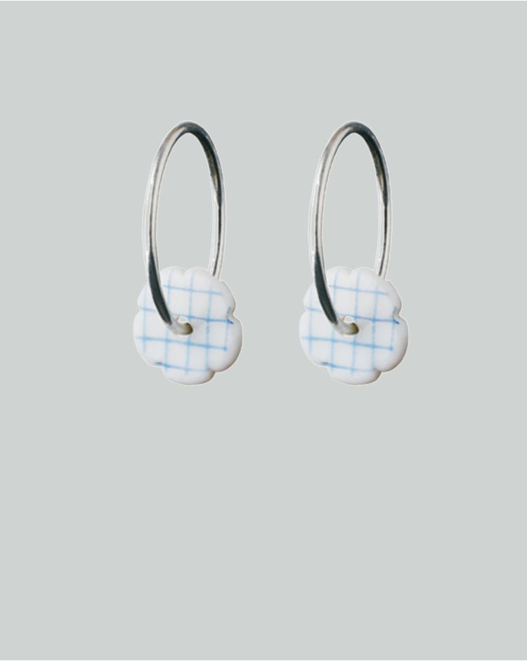 stripes créoles mini argent bleu carreaux