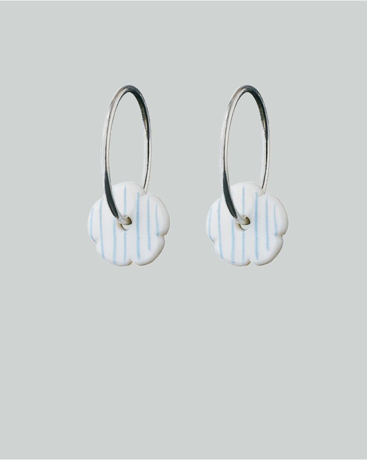 stripes créoles mini argent bleu rayures